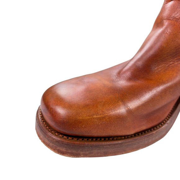 Vintage FRYE 1970s Black Label Campus Boots Mens Size 12 D Orange Leather 2556 - Picture 9 of 16